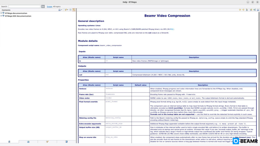 RTMaps Beamr documentation